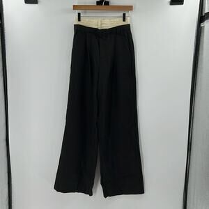 Moon River Layered Waistband Pants - Cream/Black - Medium - New with tags